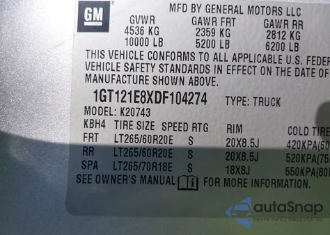 2013 GMC Sierra 2500Hd Slt from USA, damaged, VIN 1GT121E8XDF104274